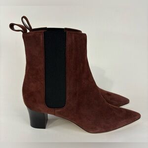 Manolo Blahnik Tiraba Point Toe Suede Booties Terracotta Women’s Ankle Boots